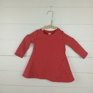 Baby Gap girls size 12-18 mos red white heart design fit flare dress long sleeve